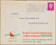 711624 Enveloppe van C.A. van der Lee & Co., Verhuizingen, Kantoor Lange Nieuwstraat 93-95 te Utrecht, met in het ...